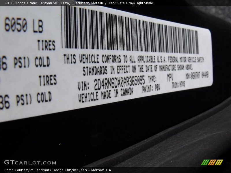 Blackberry Metallic / Dark Slate Gray/Light Shale 2010 Dodge Grand Caravan SXT Crew
