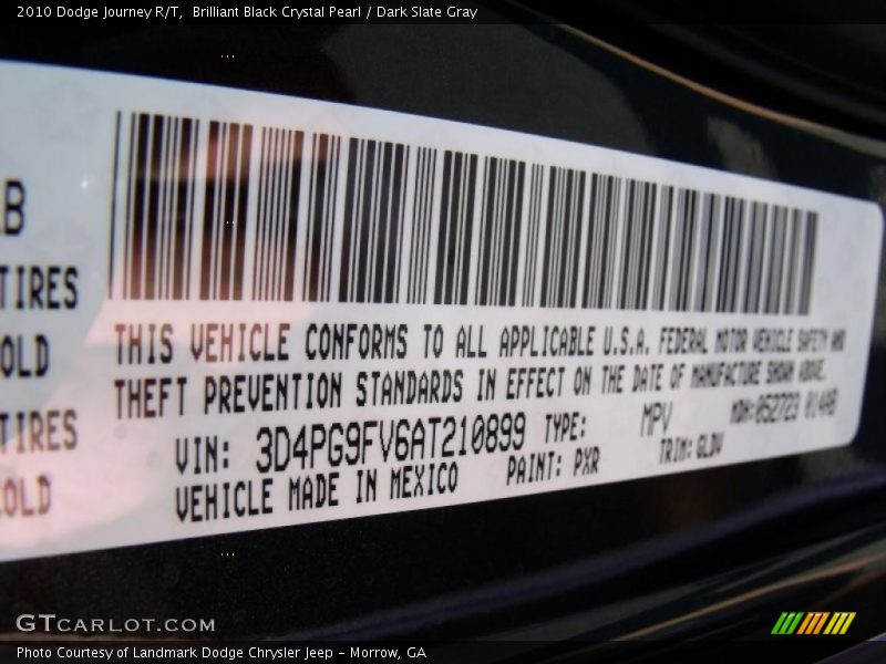 Brilliant Black Crystal Pearl / Dark Slate Gray 2010 Dodge Journey R/T