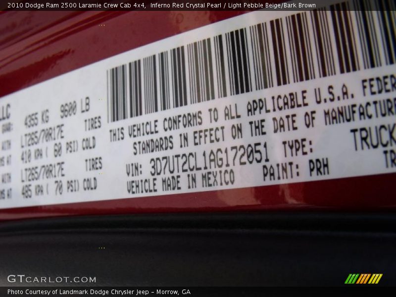 Inferno Red Crystal Pearl / Light Pebble Beige/Bark Brown 2010 Dodge Ram 2500 Laramie Crew Cab 4x4