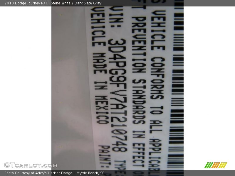 Stone White / Dark Slate Gray 2010 Dodge Journey R/T