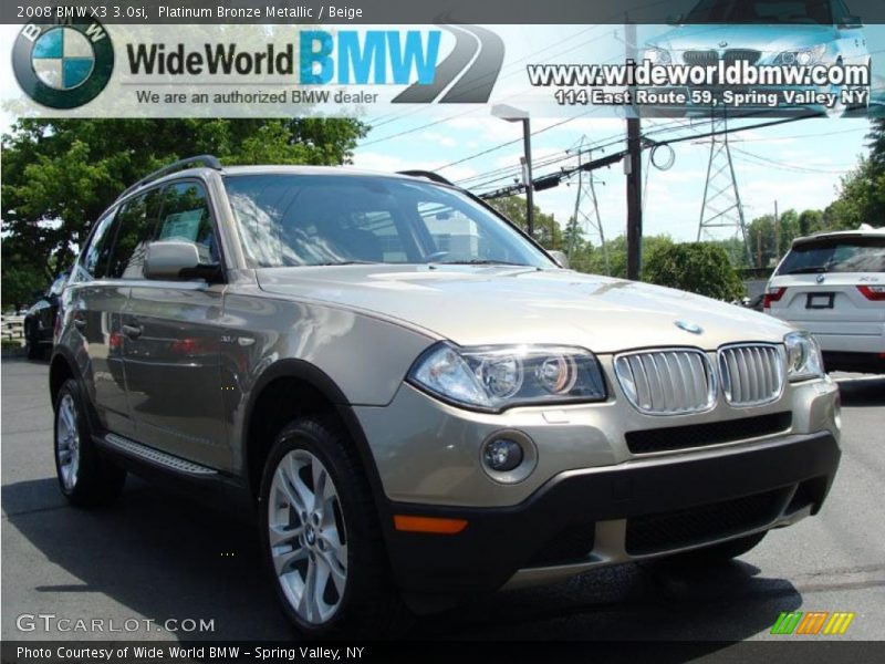 Platinum Bronze Metallic / Beige 2008 BMW X3 3.0si