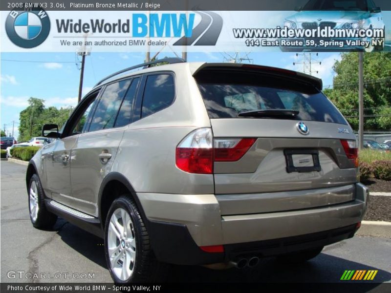 Platinum Bronze Metallic / Beige 2008 BMW X3 3.0si