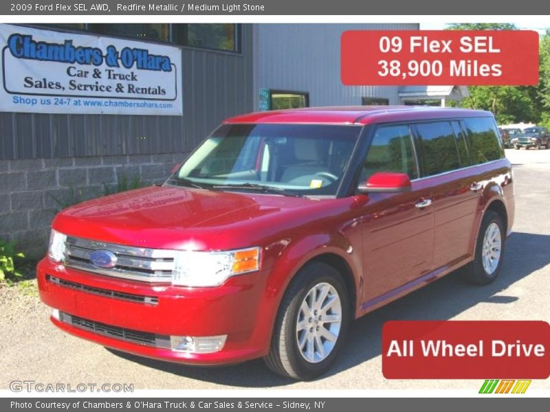Redfire Metallic / Medium Light Stone 2009 Ford Flex SEL AWD