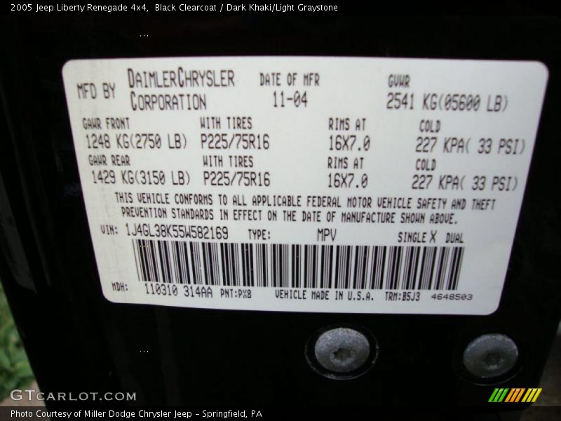 Black Clearcoat / Dark Khaki/Light Graystone 2005 Jeep Liberty Renegade 4x4