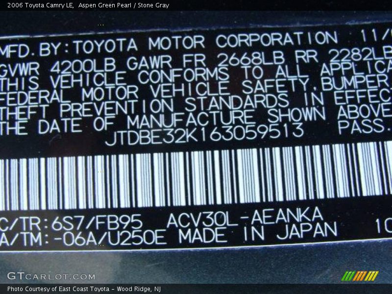 Aspen Green Pearl / Stone Gray 2006 Toyota Camry LE