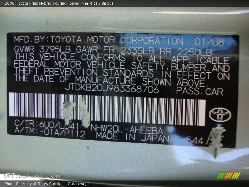 Silver Pine Mica / Bisque 2008 Toyota Prius Hybrid Touring