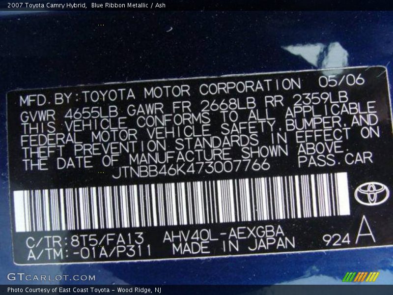Blue Ribbon Metallic / Ash 2007 Toyota Camry Hybrid