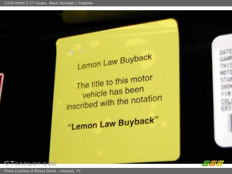 Black Obsidian / Graphite 2008 Infiniti G 37 Coupe