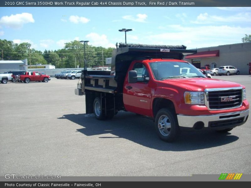 Fire Red / Dark Titanium 2010 GMC Sierra 3500HD Work Truck Regular Cab 4x4 Chassis Dump Truck