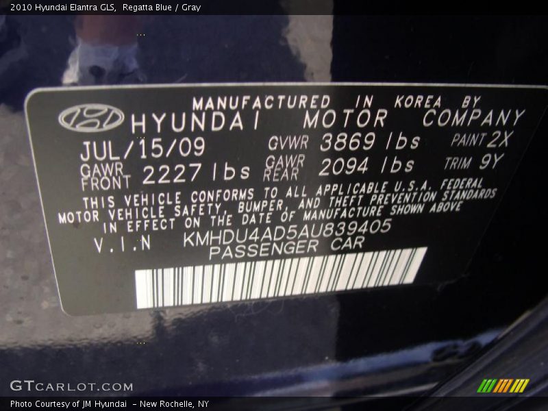 Regatta Blue / Gray 2010 Hyundai Elantra GLS