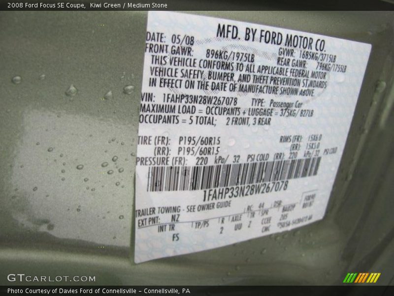 Kiwi Green / Medium Stone 2008 Ford Focus SE Coupe