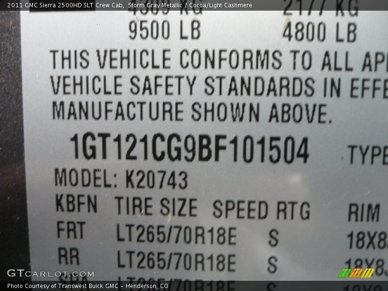 Storm Gray Metallic / Cocoa/Light Cashmere 2011 GMC Sierra 2500HD SLT Crew Cab