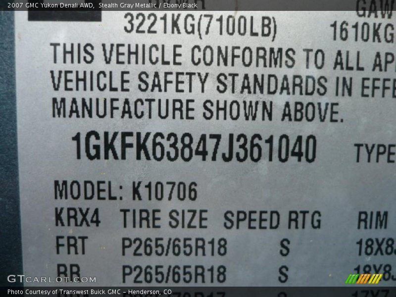 Stealth Gray Metallic / Ebony Black 2007 GMC Yukon Denali AWD