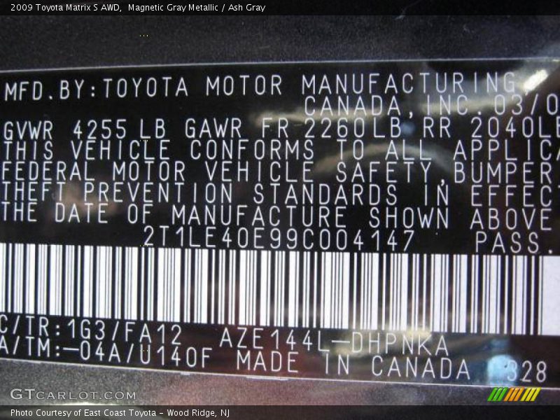 Magnetic Gray Metallic / Ash Gray 2009 Toyota Matrix S AWD