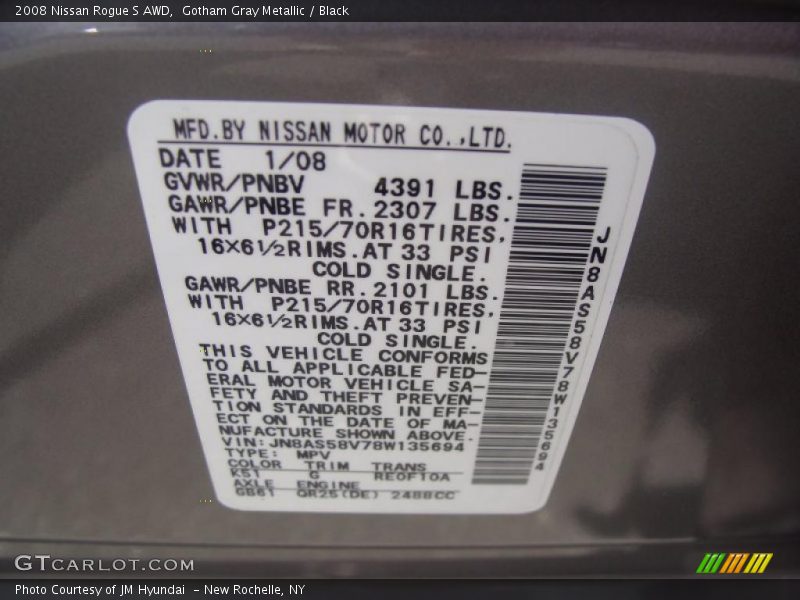 Gotham Gray Metallic / Black 2008 Nissan Rogue S AWD
