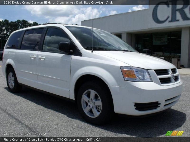 Stone White / Dark Slate Gray/Light Shale 2010 Dodge Grand Caravan SE Hero