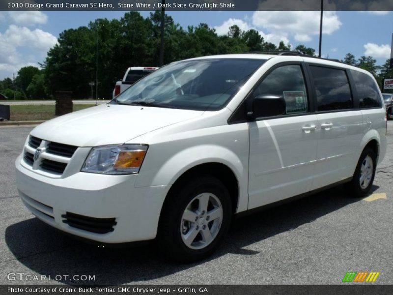 Stone White / Dark Slate Gray/Light Shale 2010 Dodge Grand Caravan SE Hero