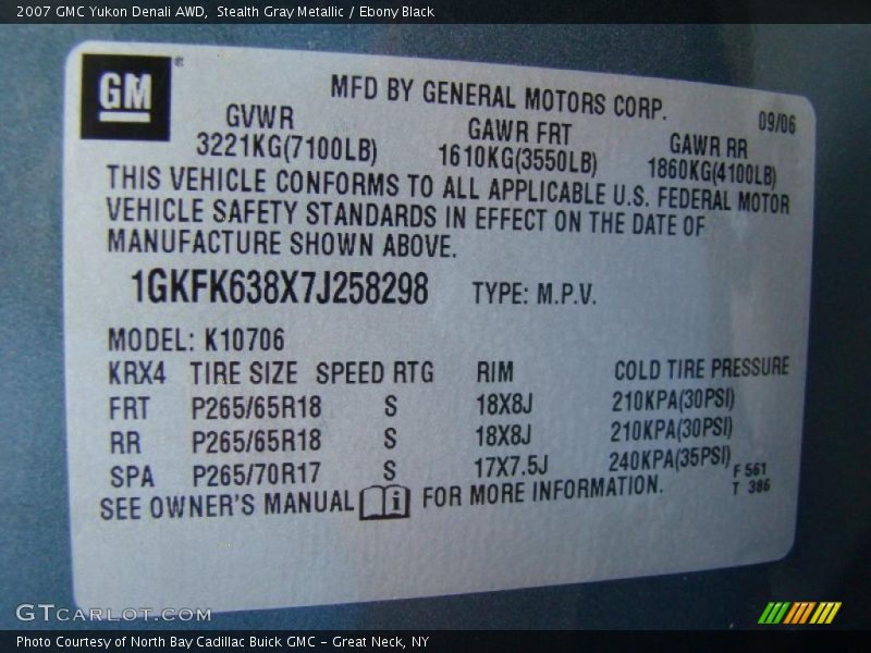 Stealth Gray Metallic / Ebony Black 2007 GMC Yukon Denali AWD