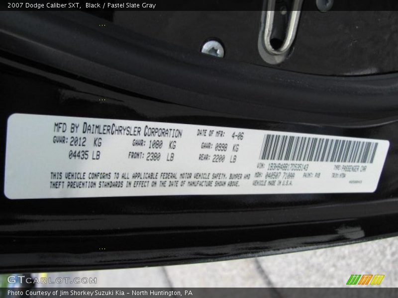 Black / Pastel Slate Gray 2007 Dodge Caliber SXT