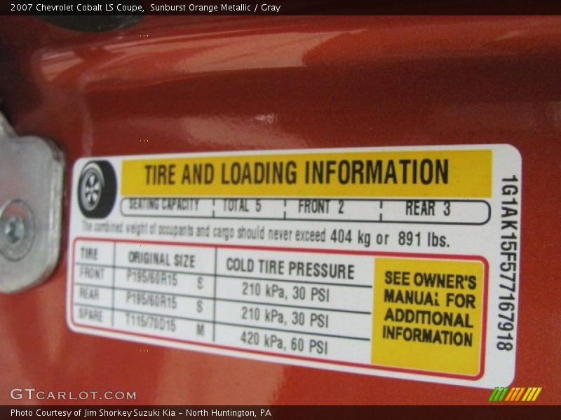 Sunburst Orange Metallic / Gray 2007 Chevrolet Cobalt LS Coupe