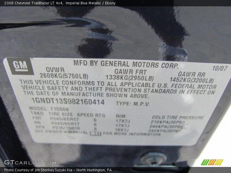 Imperial Blue Metallic / Ebony 2008 Chevrolet TrailBlazer LT 4x4