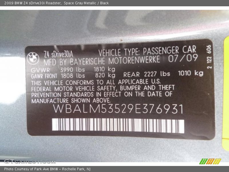 Space Gray Metallic / Black 2009 BMW Z4 sDrive30i Roadster