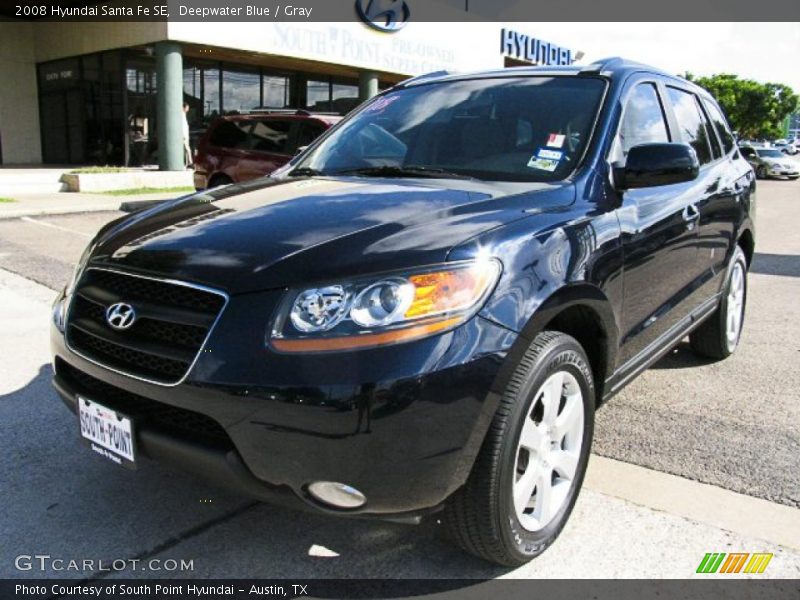 Deepwater Blue / Gray 2008 Hyundai Santa Fe SE