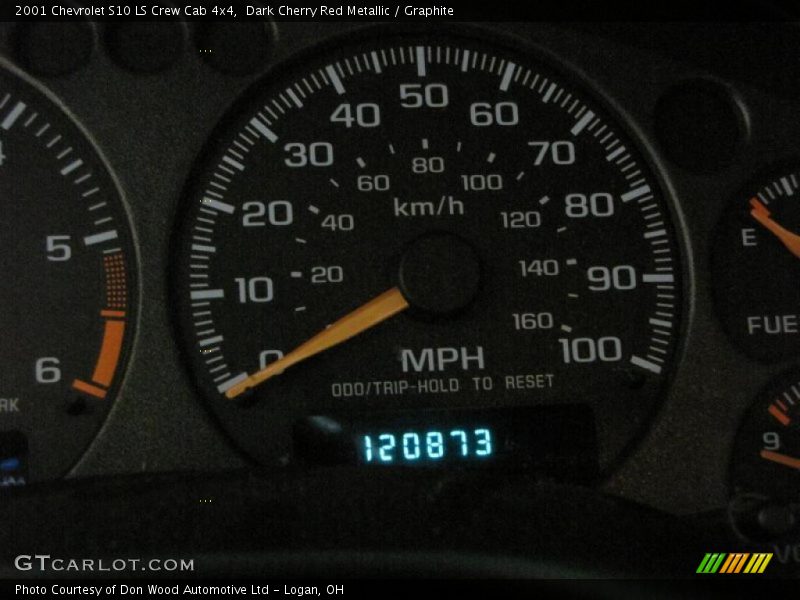 Dark Cherry Red Metallic / Graphite 2001 Chevrolet S10 LS Crew Cab 4x4