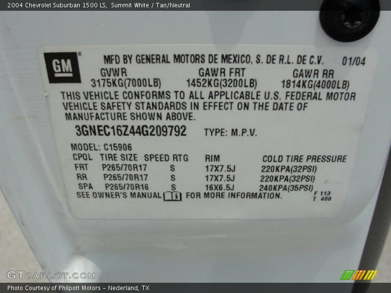 Summit White / Tan/Neutral 2004 Chevrolet Suburban 1500 LS
