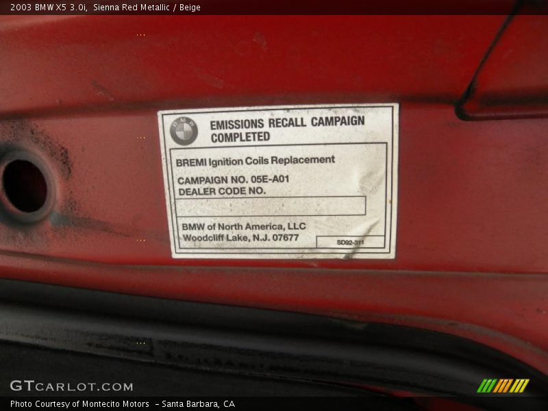 Sienna Red Metallic / Beige 2003 BMW X5 3.0i
