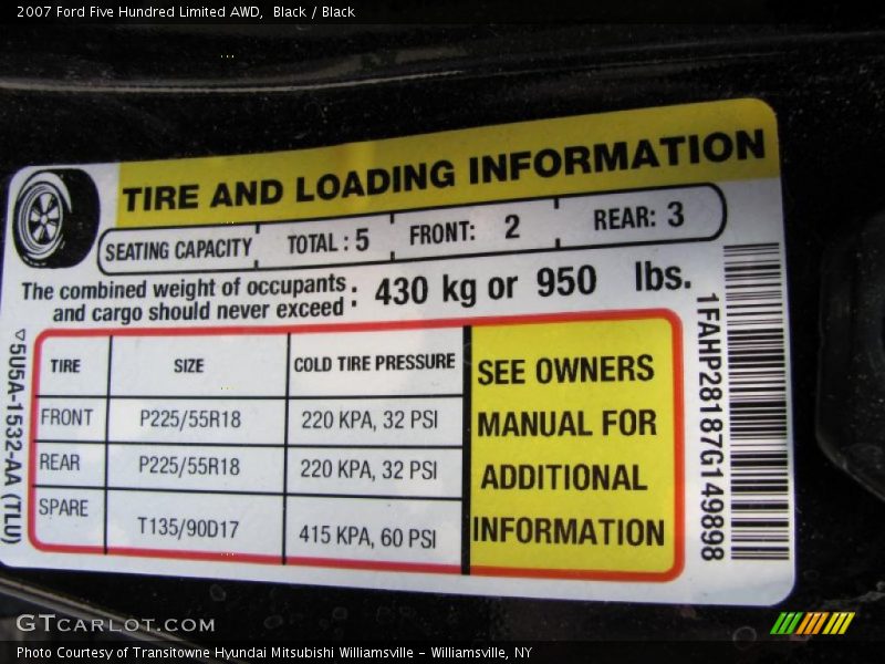 Black / Black 2007 Ford Five Hundred Limited AWD