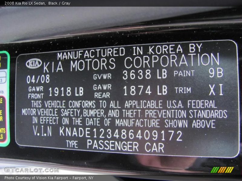 Black / Gray 2008 Kia Rio LX Sedan