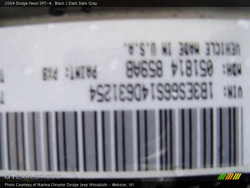 Black / Dark Slate Gray 2004 Dodge Neon SRT-4