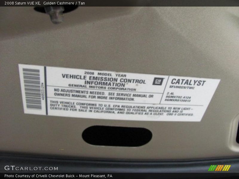 Golden Cashmere / Tan 2008 Saturn VUE XE