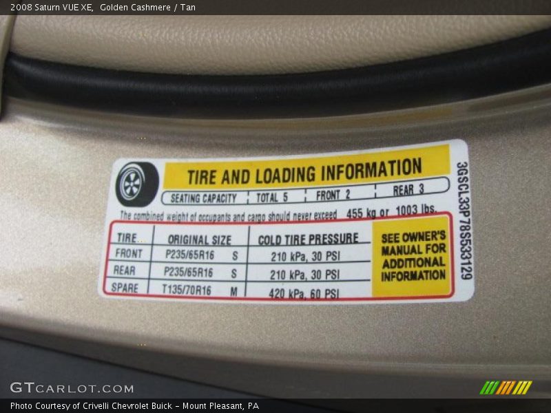 Golden Cashmere / Tan 2008 Saturn VUE XE