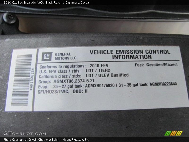 Black Raven / Cashmere/Cocoa 2010 Cadillac Escalade AWD