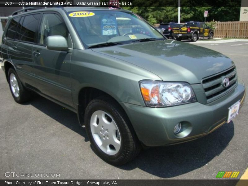Oasis Green Pearl / Ivory Beige 2007 Toyota Highlander Limited 4WD