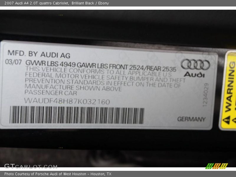 Brilliant Black / Ebony 2007 Audi A4 2.0T quattro Cabriolet