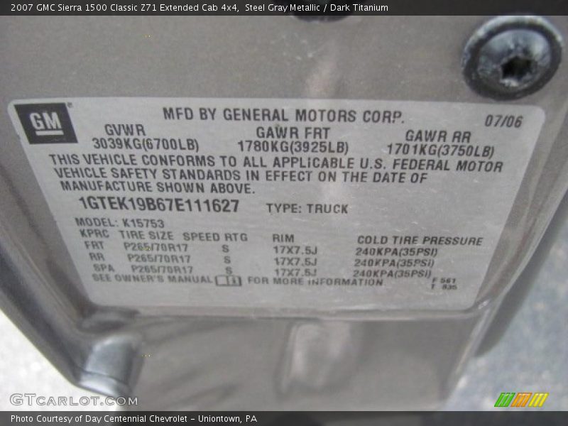 Steel Gray Metallic / Dark Titanium 2007 GMC Sierra 1500 Classic Z71 Extended Cab 4x4