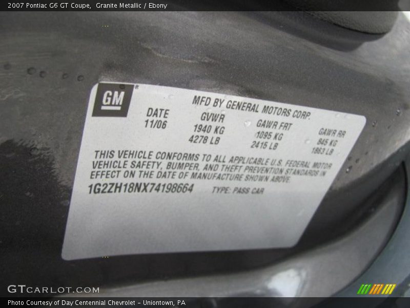 Granite Metallic / Ebony 2007 Pontiac G6 GT Coupe