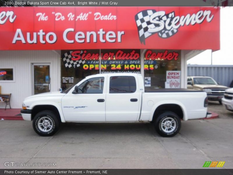 Bright White / Mist Gray 2000 Dodge Dakota Sport Crew Cab 4x4
