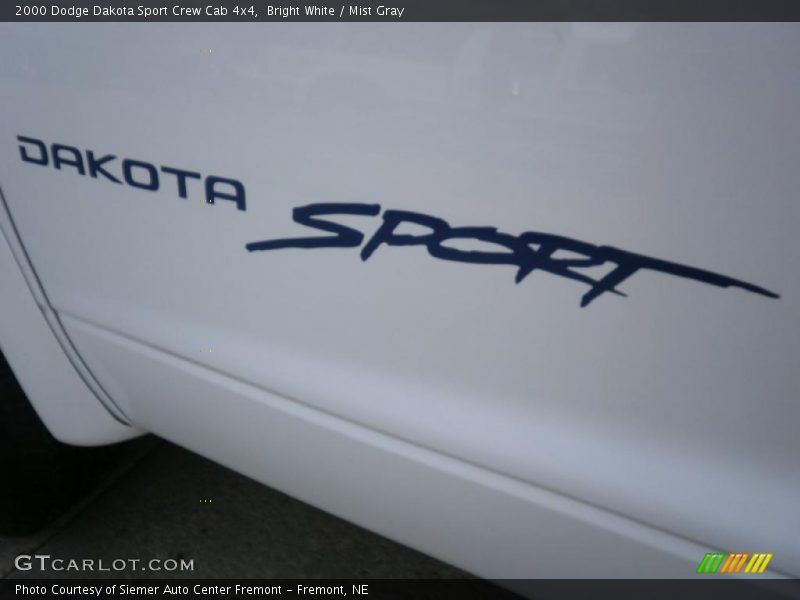 Bright White / Mist Gray 2000 Dodge Dakota Sport Crew Cab 4x4