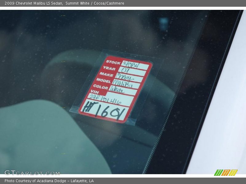 Summit White / Cocoa/Cashmere 2009 Chevrolet Malibu LS Sedan