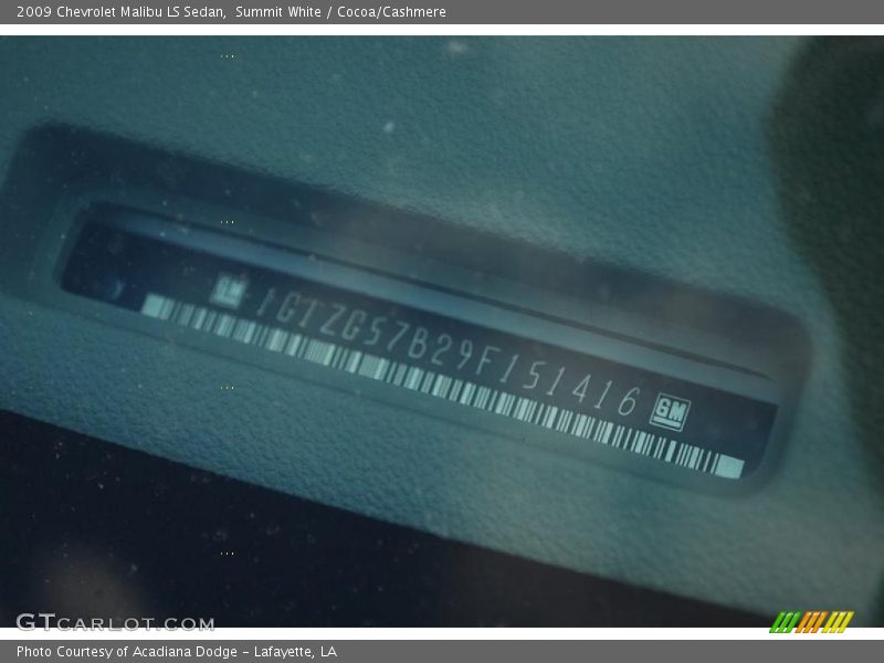 Summit White / Cocoa/Cashmere 2009 Chevrolet Malibu LS Sedan