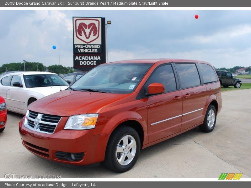 Sunburst Orange Pearl / Medium Slate Gray/Light Shale 2008 Dodge Grand Caravan SXT