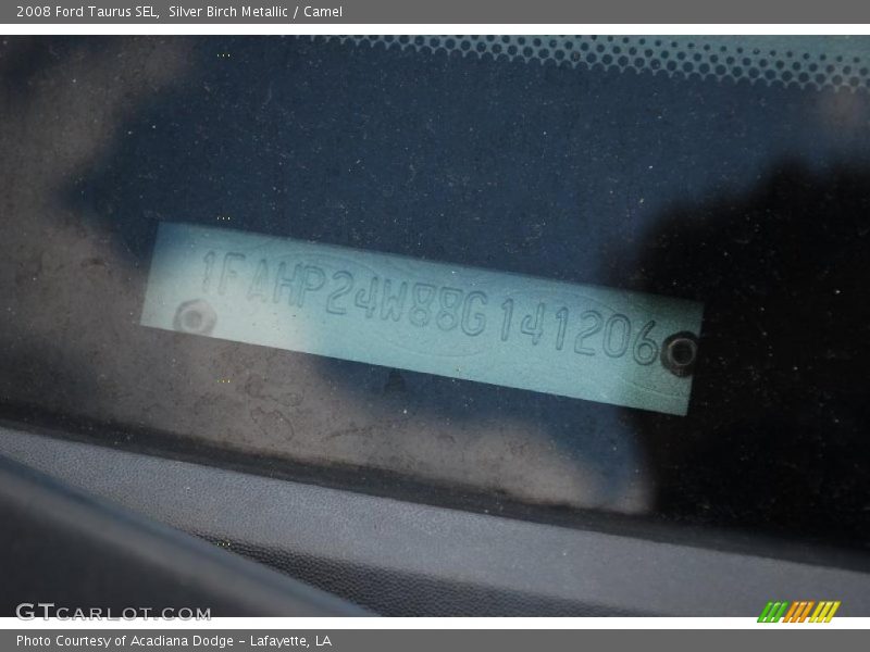 Silver Birch Metallic / Camel 2008 Ford Taurus SEL