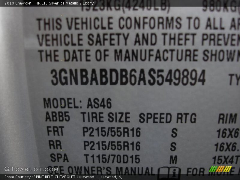 Silver Ice Metallic / Ebony 2010 Chevrolet HHR LT