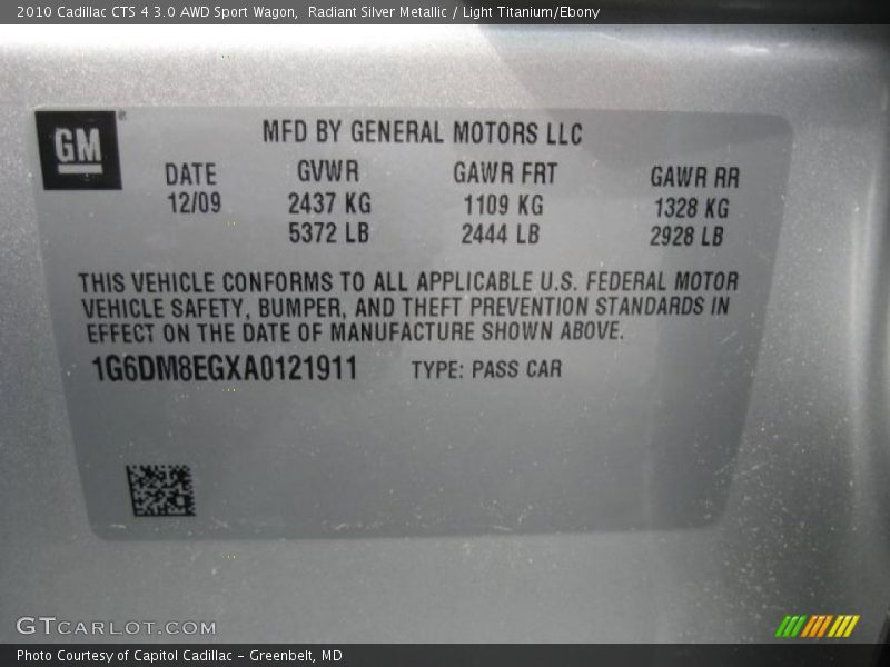 Radiant Silver Metallic / Light Titanium/Ebony 2010 Cadillac CTS 4 3.0 AWD Sport Wagon