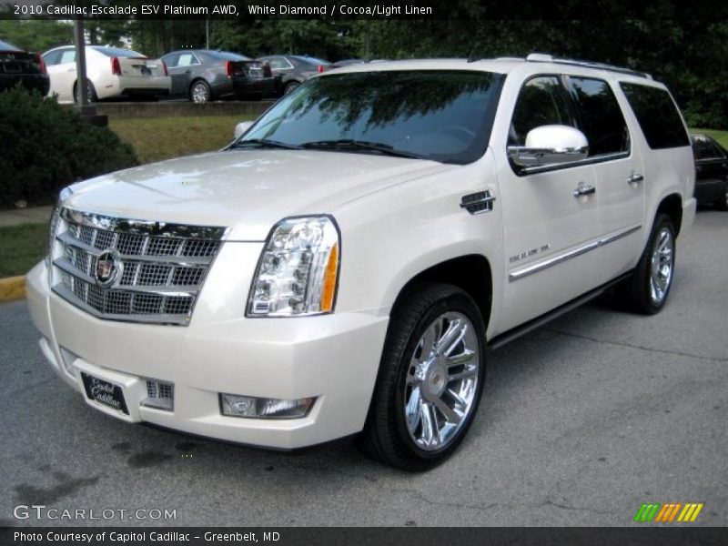 White Diamond / Cocoa/Light Linen 2010 Cadillac Escalade ESV Platinum AWD