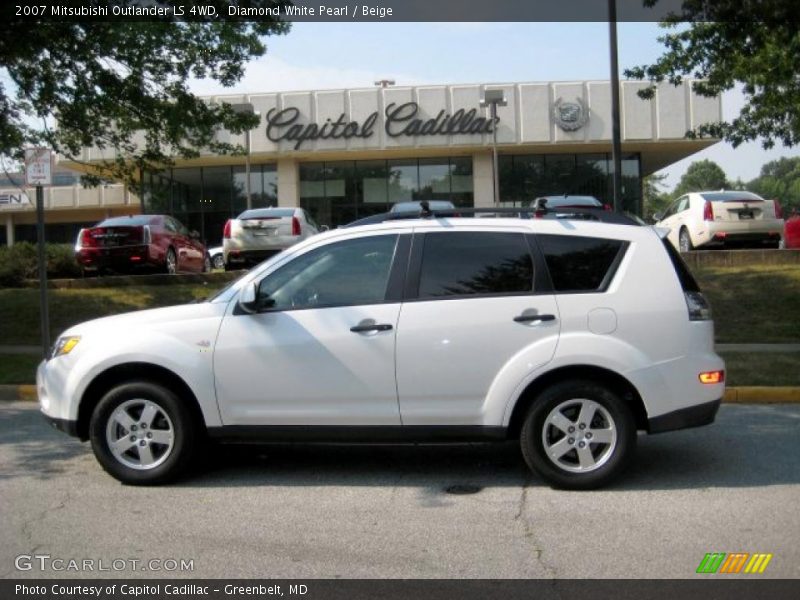 Diamond White Pearl / Beige 2007 Mitsubishi Outlander LS 4WD